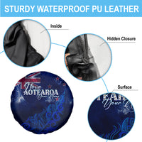 Personalised New Zealand Spare Tire Cover Aotearoa Map Silver Fern - Wonder Print Shop