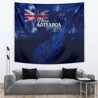 Personalised New Zealand Tapestry Aotearoa Map Silver Fern - Wonder Print Shop