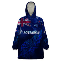 Personalised New Zealand Wearable Blanket Hoodie Aotearoa Map Silver Fern - Wonder Print Shop