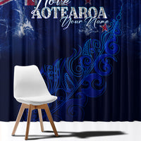 Personalised New Zealand Window Curtain Aotearoa Map Silver Fern - Wonder Print Shop