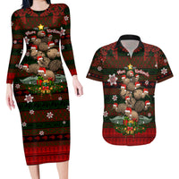 Meri Kirihimete New Zealand Couples Matching Long Sleeve Bodycon Dress and Hawaiian Shirt Christmas Kiwi Maori - Wonder Print Shop