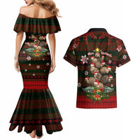 Meri Kirihimete New Zealand Couples Matching Mermaid Dress and Hawaiian Shirt Christmas Kiwi Maori - Wonder Print Shop