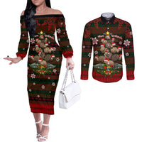 meri-kirihimete-new-zealand-couples-matching-off-the-shoulder-long-sleeve-dress-and-long-sleeve-button-shirts-christmas-kiwi-maori