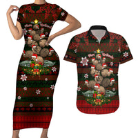 Meri Kirihimete New Zealand Couples Matching Short Sleeve Bodycon Dress and Hawaiian Shirt Christmas Kiwi Maori - Wonder Print Shop