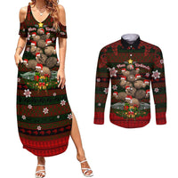 Meri Kirihimete New Zealand Couples Matching Summer Maxi Dress and Long Sleeve Button Shirts Christmas Kiwi Maori - Wonder Print Shop