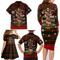Meri Kirihimete New Zealand Family Matching Long Sleeve Bodycon Dress and Hawaiian Shirt Christmas Kiwi Maori - Wonder Print Shop
