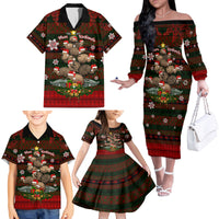 Meri Kirihimete New Zealand Family Matching Off Shoulder Long Sleeve Dress and Hawaiian Shirt Christmas Kiwi Maori - Wonder Print Shop