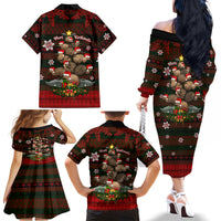 Meri Kirihimete New Zealand Family Matching Off Shoulder Long Sleeve Dress and Hawaiian Shirt Christmas Kiwi Maori - Wonder Print Shop
