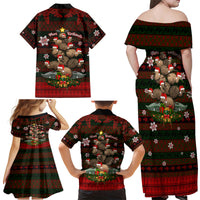 Meri Kirihimete New Zealand Family Matching Off Shoulder Maxi Dress and Hawaiian Shirt Christmas Kiwi Maori - Wonder Print Shop
