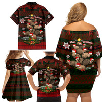 Meri Kirihimete New Zealand Family Matching Off Shoulder Short Dress and Hawaiian Shirt Christmas Kiwi Maori - Wonder Print Shop