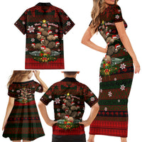 Meri Kirihimete New Zealand Family Matching Short Sleeve Bodycon Dress and Hawaiian Shirt Christmas Kiwi Maori - Wonder Print Shop