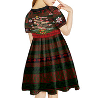 Meri Kirihimete New Zealand Kid Short Sleeve Dress Christmas Kiwi Maori - Wonder Print Shop