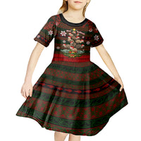 Meri Kirihimete New Zealand Kid Short Sleeve Dress Christmas Kiwi Maori - Wonder Print Shop