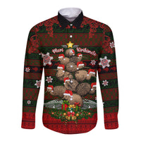 Meri Kirihimete New Zealand Long Sleeve Button Shirt Christmas Kiwi Maori - Wonder Print Shop