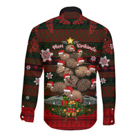 Meri Kirihimete New Zealand Long Sleeve Button Shirt Christmas Kiwi Maori - Wonder Print Shop
