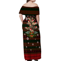 Meri Kirihimete New Zealand Off Shoulder Maxi Dress Christmas Kiwi Maori - Wonder Print Shop