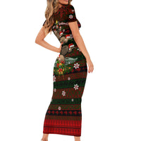 Meri Kirihimete New Zealand Short Sleeve Bodycon Dress Christmas Kiwi Maori - Wonder Print Shop