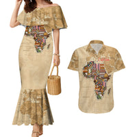 Personalized Africa On World Map Couples Matching Mermaid Dress and Hawaiian Shirt - Wonder Print Shop