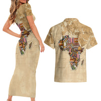Personalized Africa On World Map Couples Matching Short Sleeve Bodycon Dress and Hawaiian Shirt - Wonder Print Shop