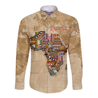Personalized Africa On World Map Long Sleeve Button Shirt - Wonder Print Shop