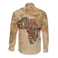 Personalized Africa On World Map Long Sleeve Button Shirt - Wonder Print Shop