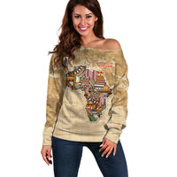 Personalized Africa On World Map Off Shoulder Sweater - Wonder Print Shop