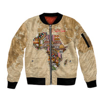 Personalized Africa On World Map Sleeve Zip Bomber Jacket - Wonder Print Shop