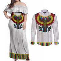 Egyptian Horus Couples Matching Off Shoulder Maxi Dress and Long Sleeve Button Shirt Gods of Egypt - Wonder Print Shop