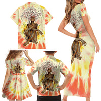 Black Queen Tie Dye Family Matching Short Sleeve Bodycon Dress and Hawaiian Shirt - Wonder Print Shop
