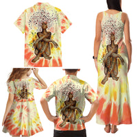 Black Queen Tie Dye Family Matching Tank Maxi Dress and Hawaiian Shirt - Wonder Print Shop