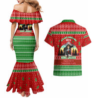 It's Not Christmas Unil Hans Gruber Falls From Nakatomi Plaza Couples Matching Mermaid Dress and Hawaiian Shirt Xmas Eve 1988 - Wonder Print Shop