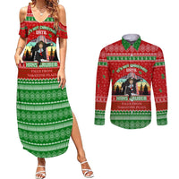 It's Not Christmas Unil Hans Gruber Falls From Nakatomi Plaza Couples Matching Summer Maxi Dress and Long Sleeve Button Shirts Xmas Eve 1988 - Wonder Print Shop