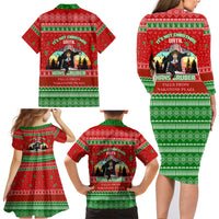 It's Not Christmas Unil Hans Gruber Falls From Nakatomi Plaza Family Matching Long Sleeve Bodycon Dress and Hawaiian Shirt Xmas Eve 1988 - Wonder Print Shop