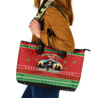 It's Not Christmas Unil Hans Gruber Falls From Nakatomi Plaza Leather Tote Bag Xmas Eve 1988 - Wonder Print Shop