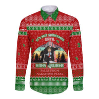 It's Not Christmas Unil Hans Gruber Falls From Nakatomi Plaza Long Sleeve Button Shirt Xmas Eve 1988 - Wonder Print Shop