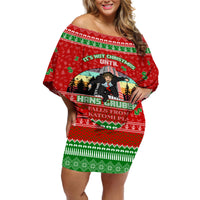 It's Not Christmas Unil Hans Gruber Falls From Nakatomi Plaza Off Shoulder Short Dress Xmas Eve 1988 - Wonder Print Shop
