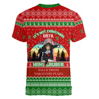 It's Not Christmas Unil Hans Gruber Falls From Nakatomi Plaza Women V Neck T Shirt Xmas Eve 1988 - Wonder Print Shop