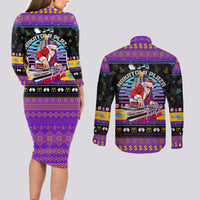 Nakatomi Plaza Christmas Party 1988 Couples Matching Long Sleeve Bodycon Dress and Long Sleeve Button Shirts DJ Santa Claus - Wonder Print Shop
