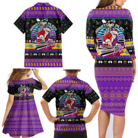 Nakatomi Plaza Christmas Party 1988 Family Matching Long Sleeve Bodycon Dress and Hawaiian Shirt DJ Santa Claus - Wonder Print Shop