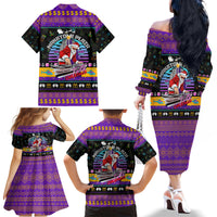 Nakatomi Plaza Christmas Party 1988 Family Matching Off Shoulder Long Sleeve Dress and Hawaiian Shirt DJ Santa Claus - Wonder Print Shop