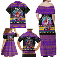 Nakatomi Plaza Christmas Party 1988 Family Matching Off Shoulder Maxi Dress and Hawaiian Shirt DJ Santa Claus - Wonder Print Shop