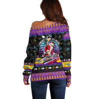 Nakatomi Plaza Christmas Party 1988 Off Shoulder Sweater DJ Santa Claus - Wonder Print Shop