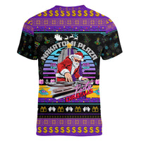 Nakatomi Plaza Christmas Party 1988 Women V Neck T Shirt DJ Santa Claus - Wonder Print Shop