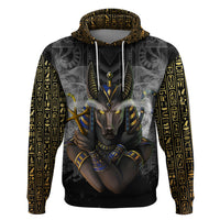 Anubis Hoodie Egypt Pattern Black - Wonder Print Shop
