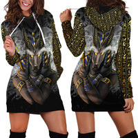 Anubis Hoodie Dress Egypt Pattern Black - Wonder Print Shop