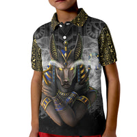 Anubis Kid Polo Shirt Egypt Pattern Black - Wonder Print Shop