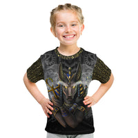Anubis Kid T Shirt Egypt Pattern Black - Wonder Print Shop