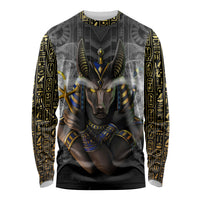 Anubis Long Sleeve Shirt Egypt Pattern Black - Wonder Print Shop