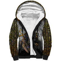 Anubis Sherpa Hoodie Egypt Pattern Black - Wonder Print Shop