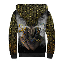 Anubis Sherpa Hoodie Egypt Pattern Black - Wonder Print Shop
